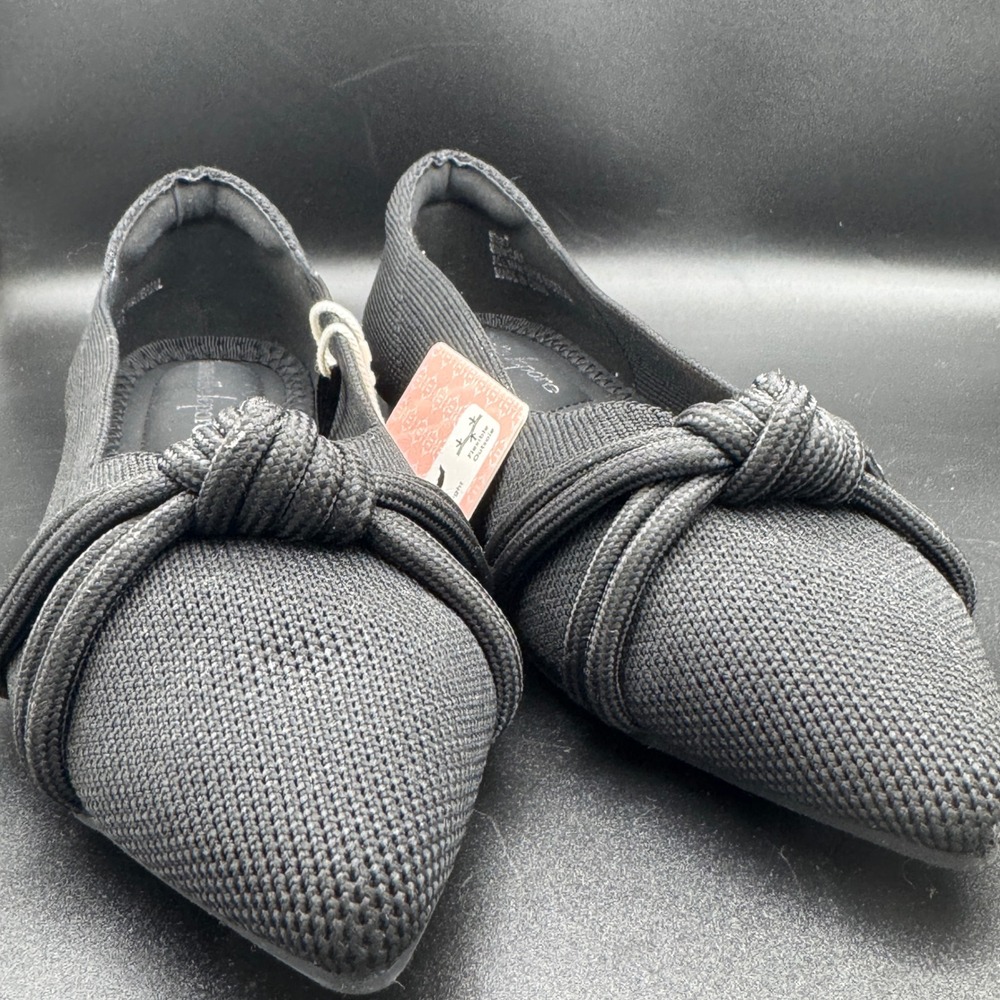 Nanette Lepore Pointed Toe Ballet Flats Black Knit‎ Knotted Women Size 7 NEW